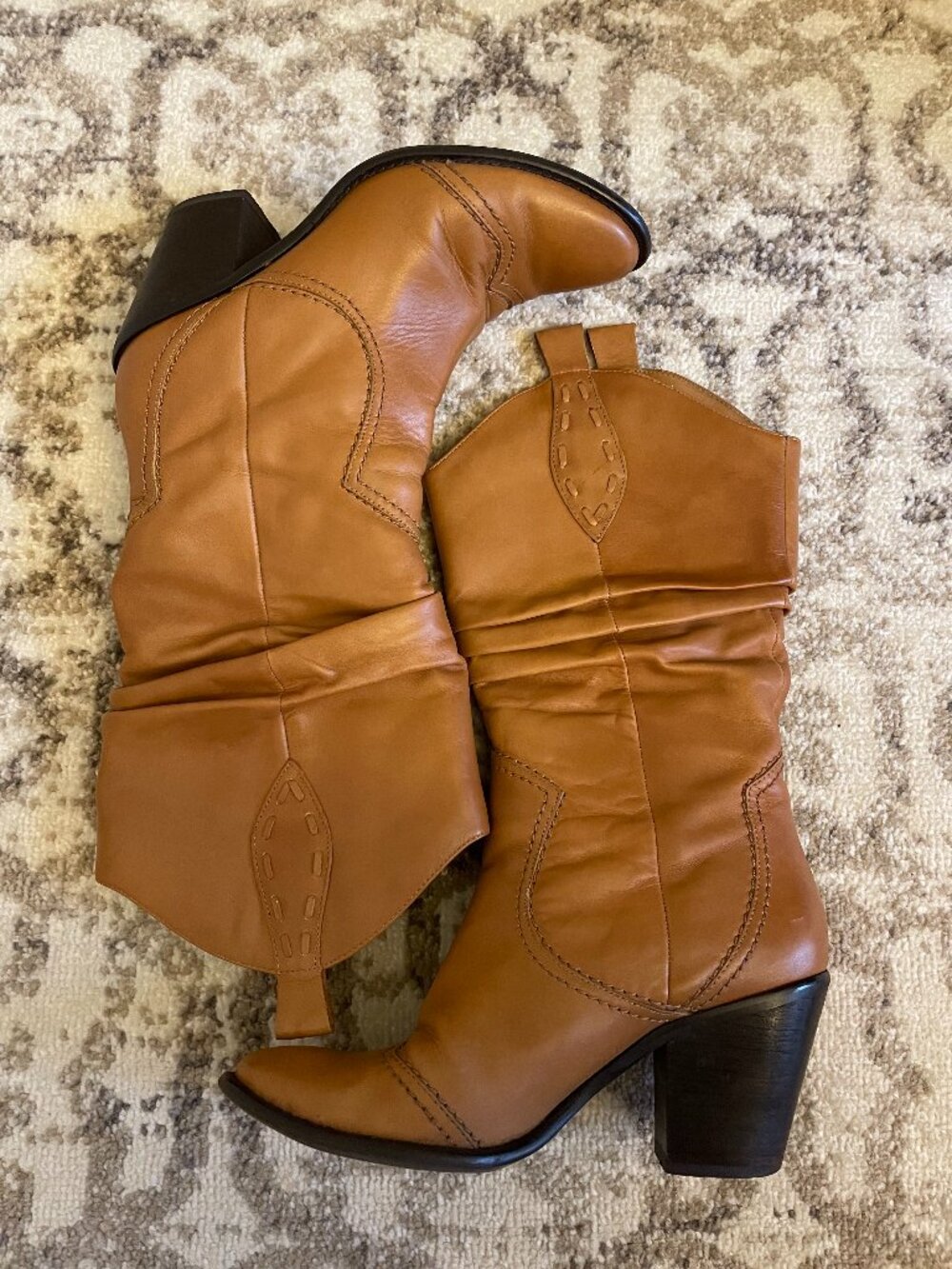 BCBG Brown Leather Western Boots Women's Size 8
